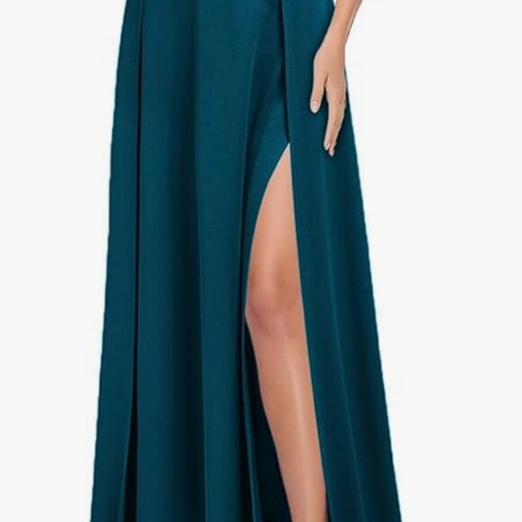 MUSHARE Halter Neck Sexy 2 side Split Maxi Long Formal Dress Medium - Picture 3 of 5